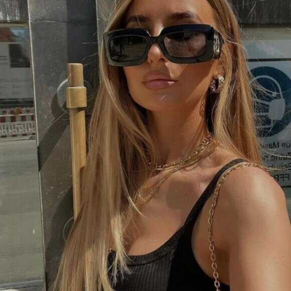 Gucci GG0811S 001 Sunglasses Black Rectangle Frame, Grey Lenses main image 13